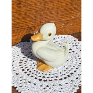 Vintage Homco White Duck Porcelain Figurine 3" Cottagecore Farm Decor